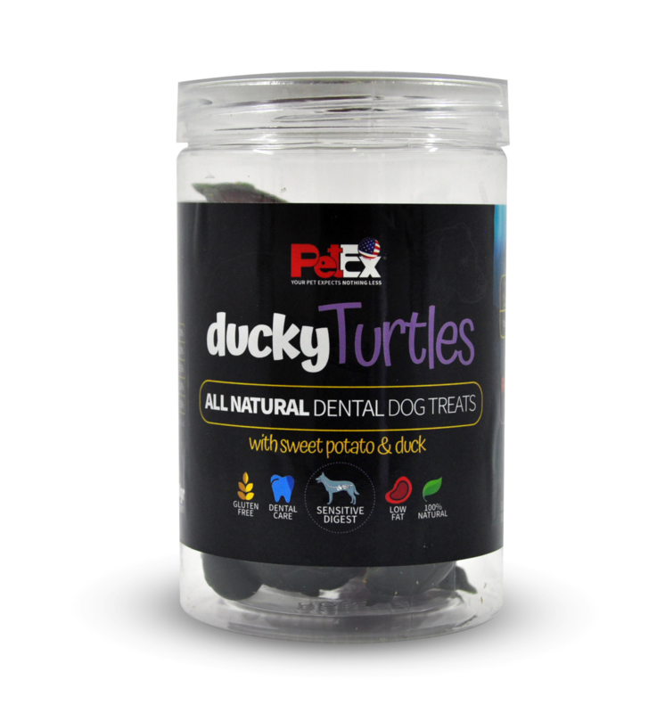 פטקס חטיף דנטלי צב במילוי ברווז לכלב 250 גר Petex dental ducky turtles