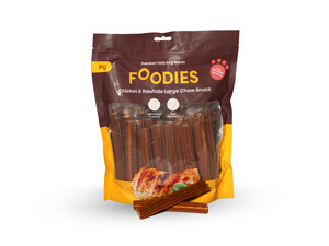 חטיף פודיס מקלות לעיסה עוף ועור בקר 1 קג